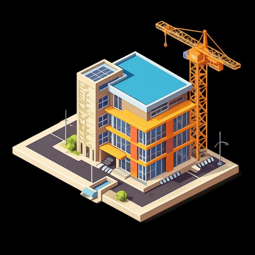 Isometric render of a multi-storey building