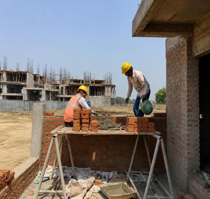 EWS and LIG G+9 masonry work in progress